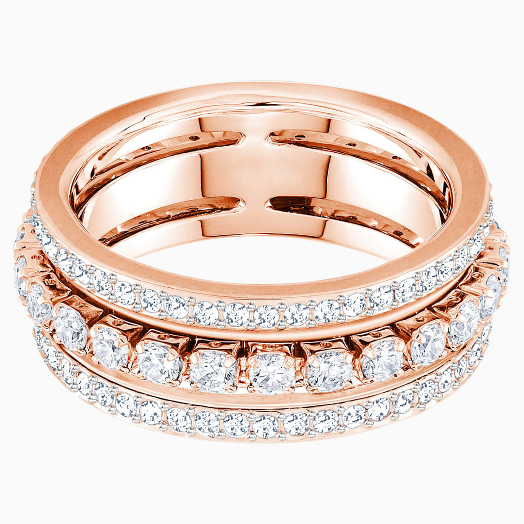 Further Ring, White, Rose-gold tone plated