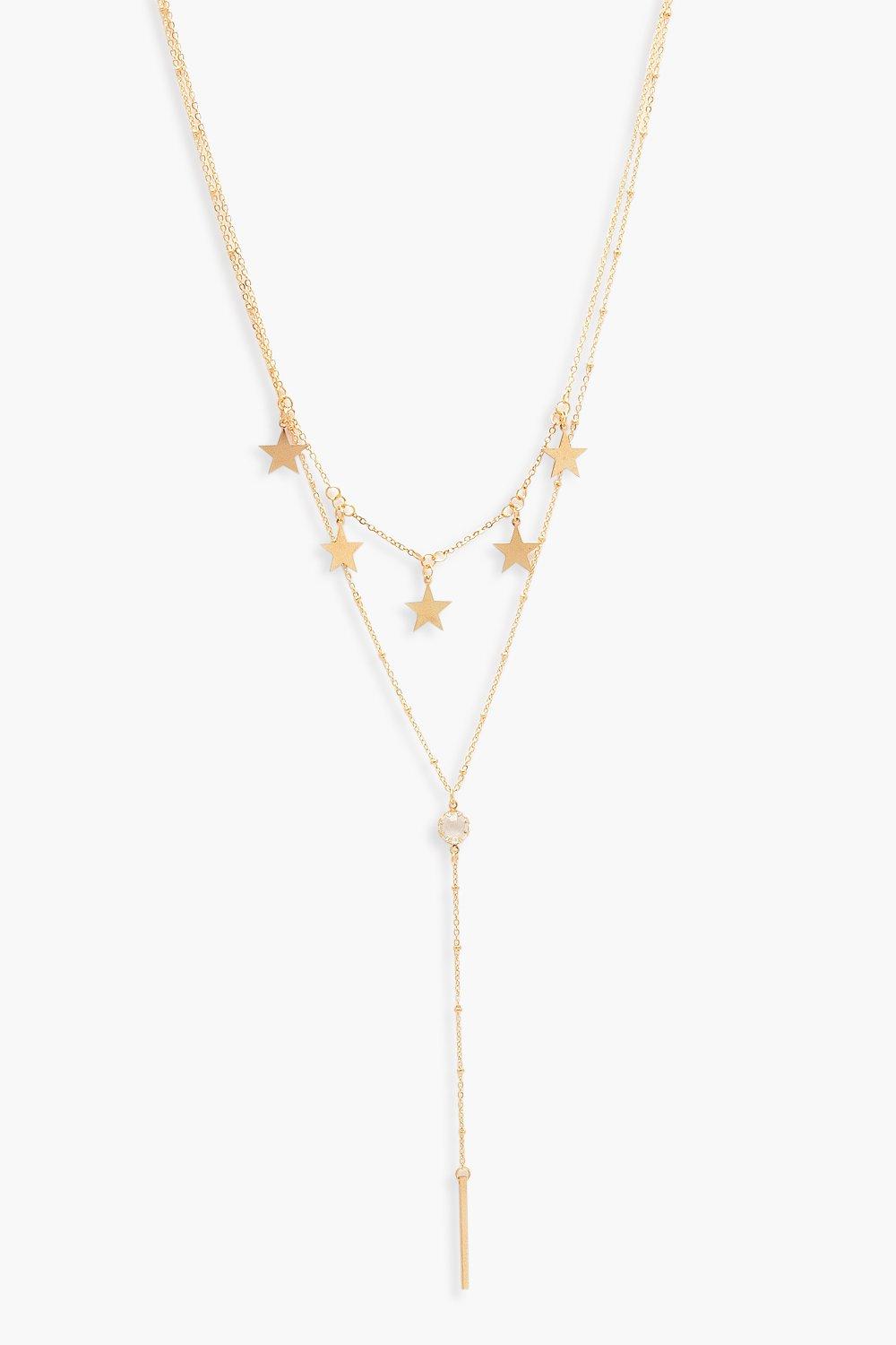 Womens Layered Star & Plunge Necklace - metallics - One Size, Metallics