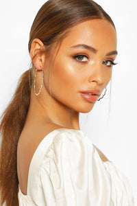 Womens Jagged Edge Hoop Earrings - metallics - One Size, Metallics