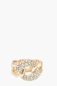 Womens Chain Link Detail Chunky Ring - metallics - M, Metallics