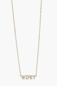 Womens Wifey Diamante Necklace - metallics - One Size, Metallics