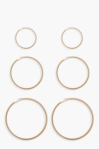 Womens 3 Pack Twist Hoop Earrings - metallics - One Size, Metallics