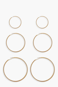 Womens 3 Pack Twist Hoop Earrings - metallics - One Size, Metallics