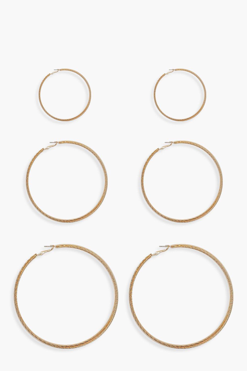 Womens 3 Pack Twist Hoop Earrings - metallics - One Size, Metallics