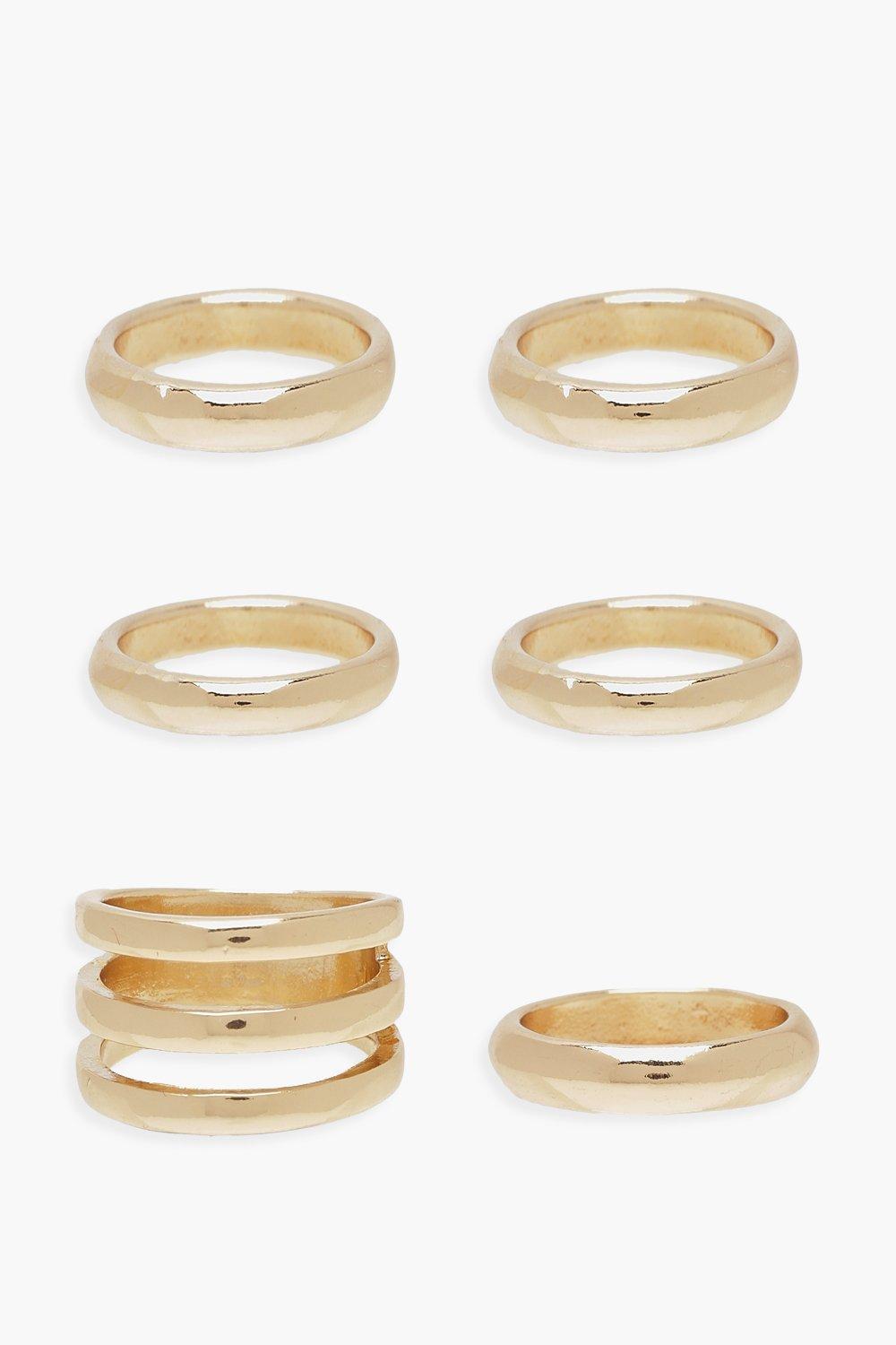 Womens Chunky Gold Band Stacking Rings - metallics - One Size, Metallics