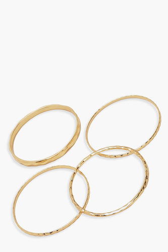 Womens Multi Hammered Bangle Pack - metallics - One Size, Metallics