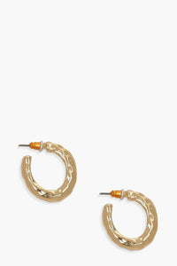 Womens Hammered Small Hoop Earrings - metallics - One Size, Metallics