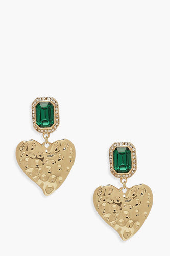 Womens Statement Gem Heart Earrings - metallics - One Size, Metallics