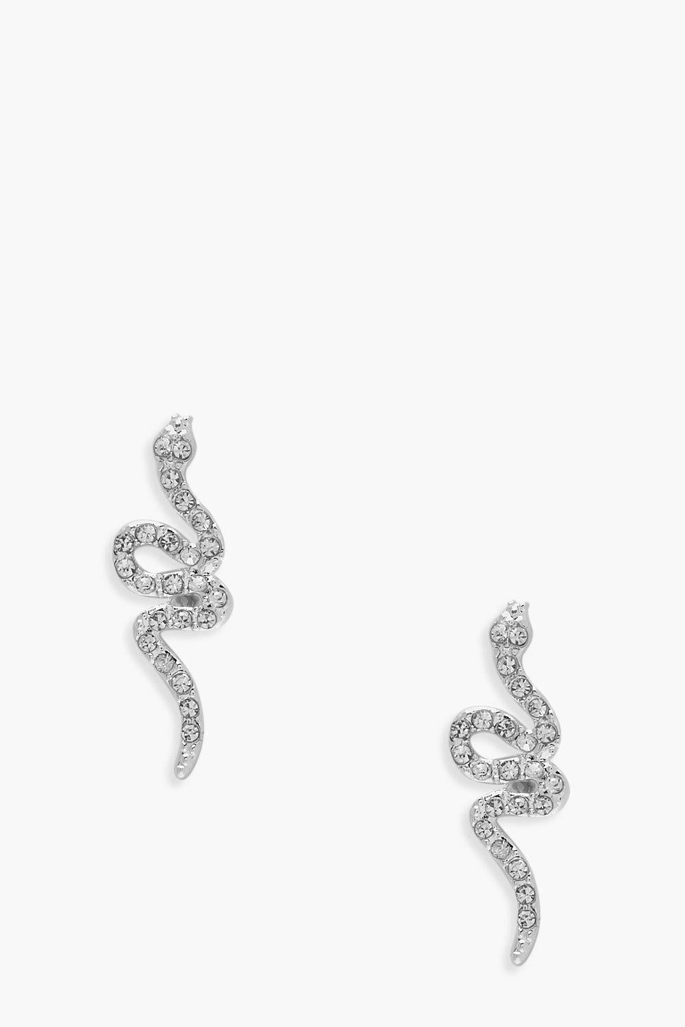 Womens Snake Mini Stud Earrings - grey - One Size, Grey