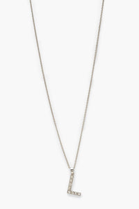 Womens Diamante Embellished L Initial Necklace - grey - One Size, Grey