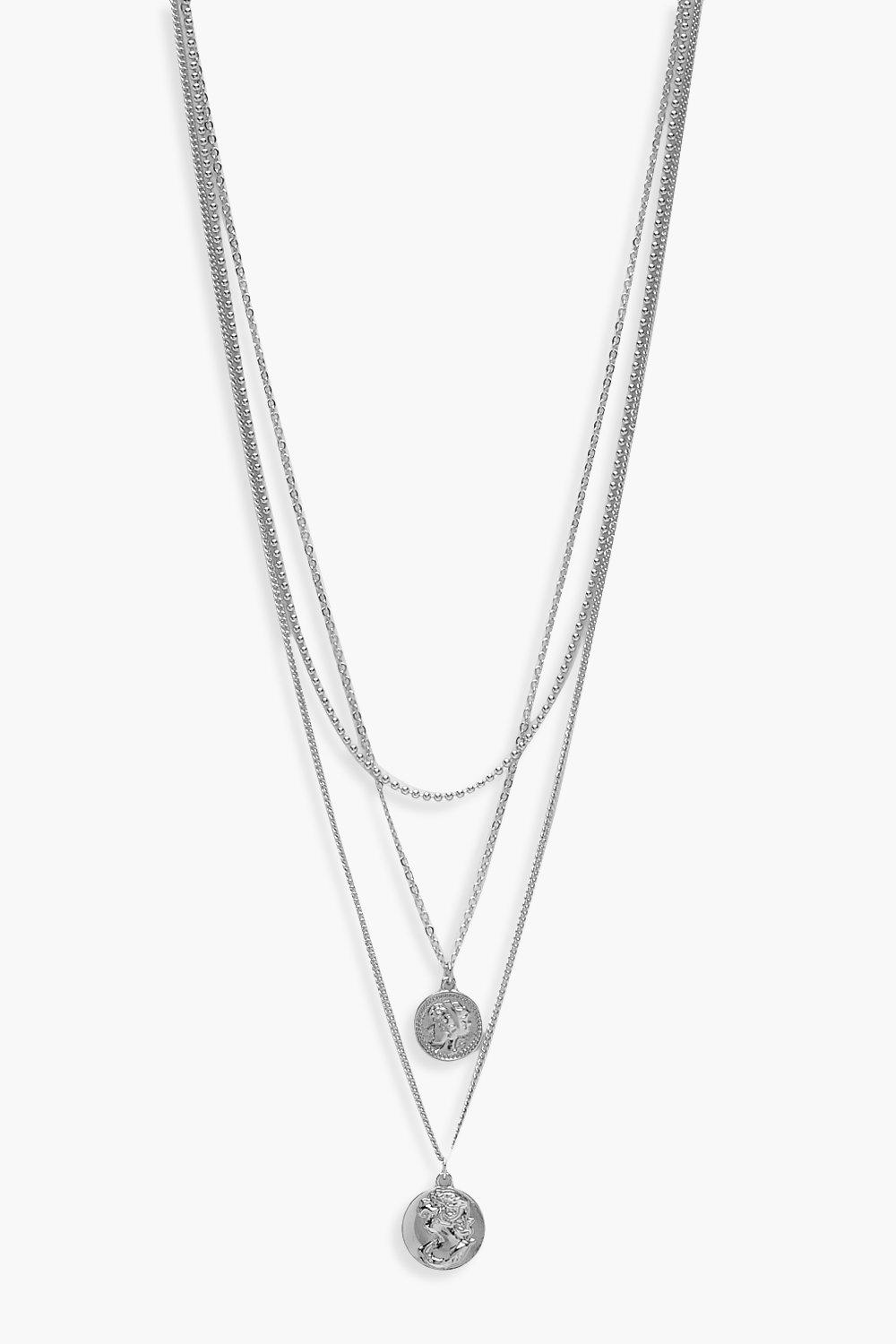 Womens Simple Coin Layered Necklace - grey - One Size, Grey