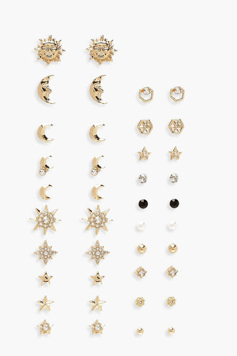 Womens 20 Bumper Pack Celestial Stud Earrings - metallics - One Size, Metallics