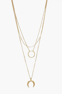 Womens Circle & Horn Layered Necklace - metallics - One Size, Metallics