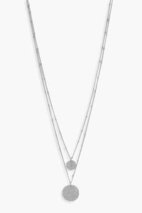 Womens Textured Disc Layered Necklace - grey - One Size, Grey