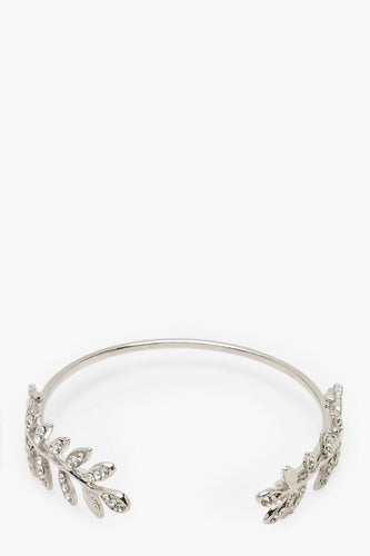 Womens Diamante Leaf Bangle - grey - One Size, Grey