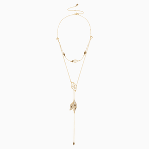 Graceful Bloom Detachable Necklace, Brown, Gold-tone plated