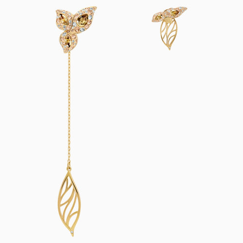 Graceful Bloom Mistmatched Earrings, Brown, Gold-tone plated