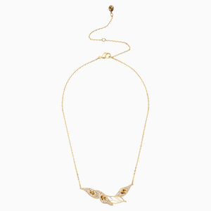 Graceful Bloom Necklace, Brown, Gold-tone plated