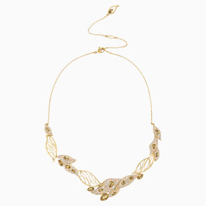 Graceful Bloom Statement Necklace, Brown, Gold-tone plated