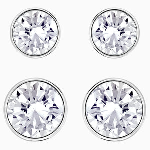 Harley Pierced Earring Set, White, Rhodium plated