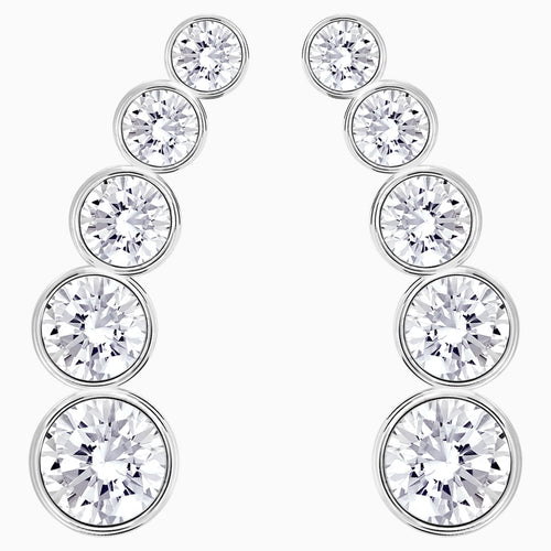 Harley Pierced Earrings, White, Rhodium plated