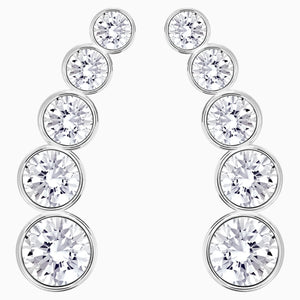 Harley Pierced Earrings, White, Rhodium plated