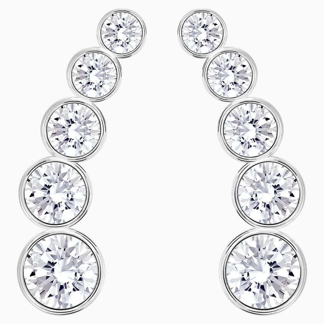 Harley Pierced Earrings, White, Rhodium plated