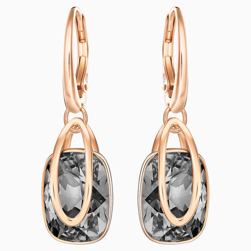 Holding Pierced Earrings, Black, Rose-gold tone plated