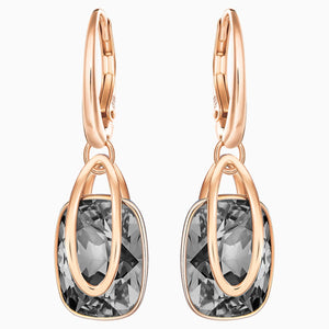 Holding Pierced Earrings, Black, Rose-gold tone plated