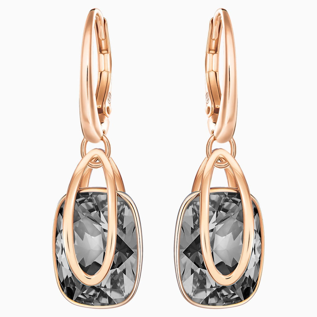 Holding Pierced Earrings, Black, Rose-gold tone plated