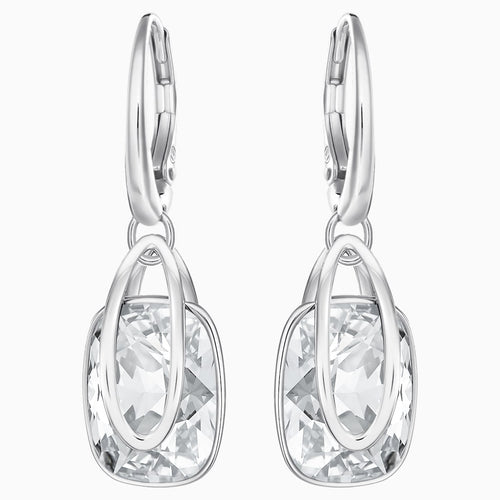 Holding Pierced Earrings, White, Rhodium plated