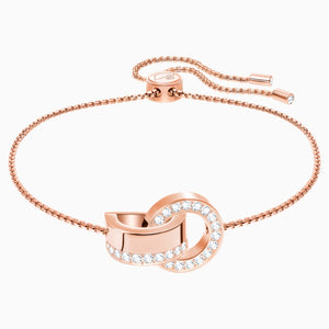 Hollow Bracelet, White, Rose-gold tone plated