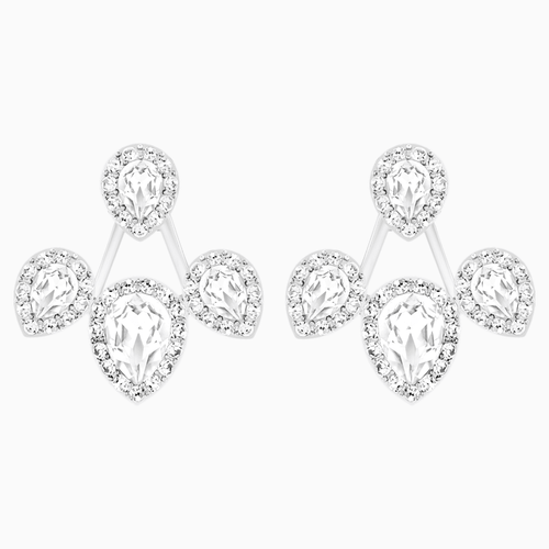 Laina Pierced Earring Jackets, White, Rhodium plated