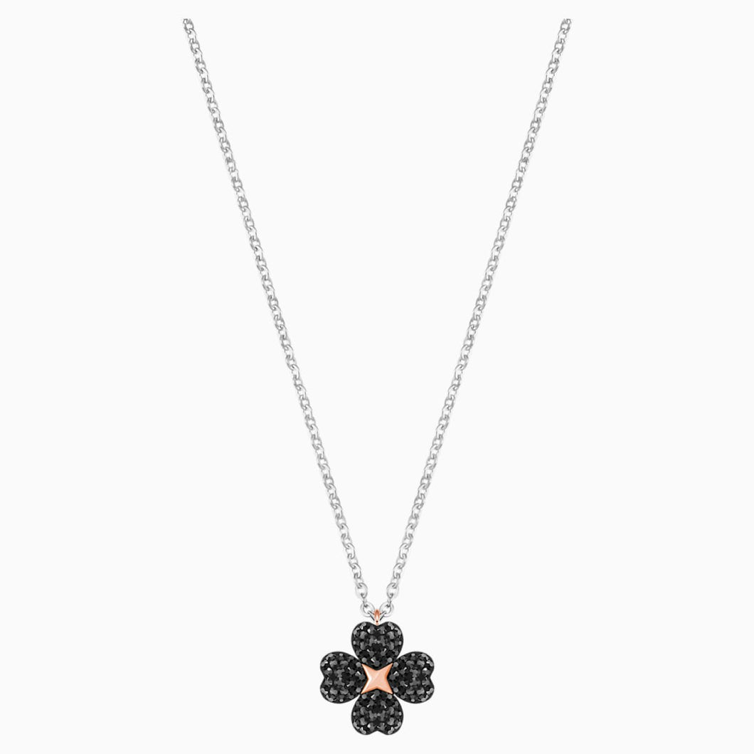 Latisha Flower Pendant, Black, Mixed metal finish