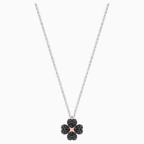 Latisha Flower Pendant, Black, Mixed metal finish