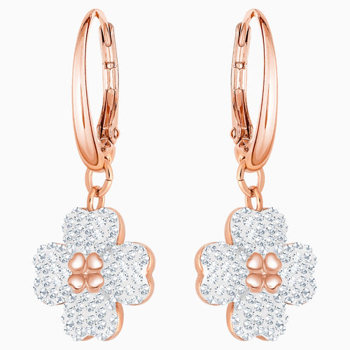 Latisha Pierced Earrings, White, Rose-gold tone plated