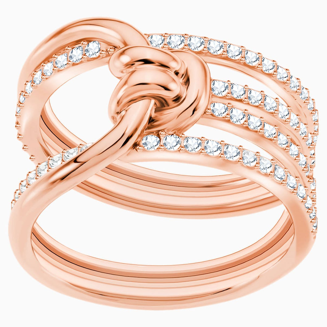 Lifelong Wide Ring, White, Rose-gold tone plated