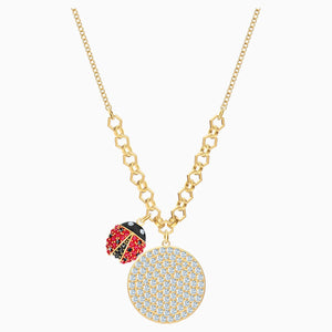 Lisabel Coin Necklace, Red, Gold-tone plated