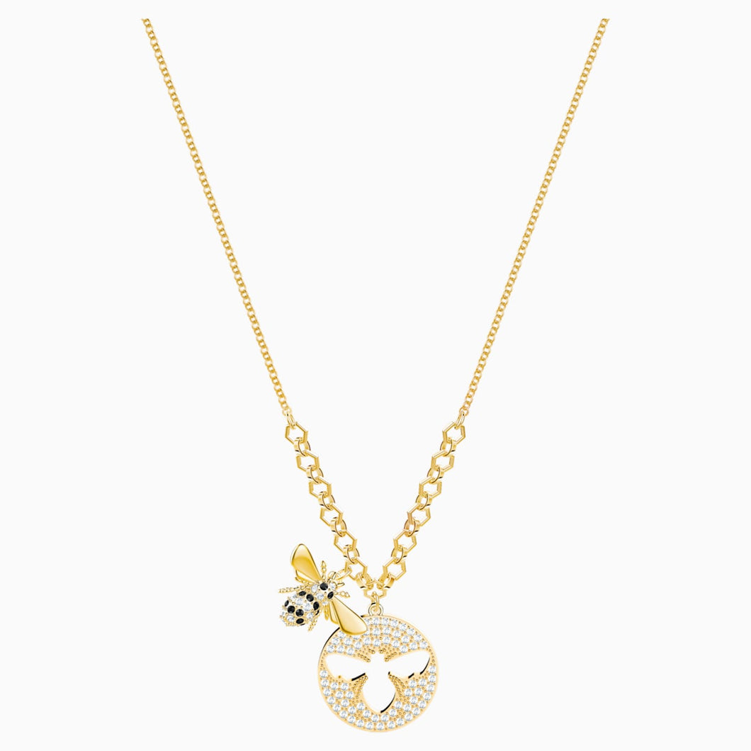 Lisabel Necklace, White, Gold-tone plated
