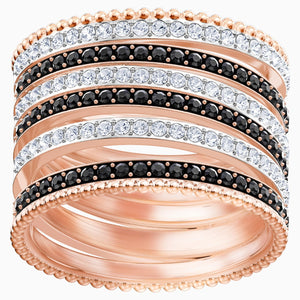 Lollypop Ring, Black, Rose-gold tone plated