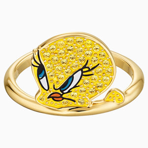Looney Tunes Tweety Motif Ring, Yellow, Gold-tone plated