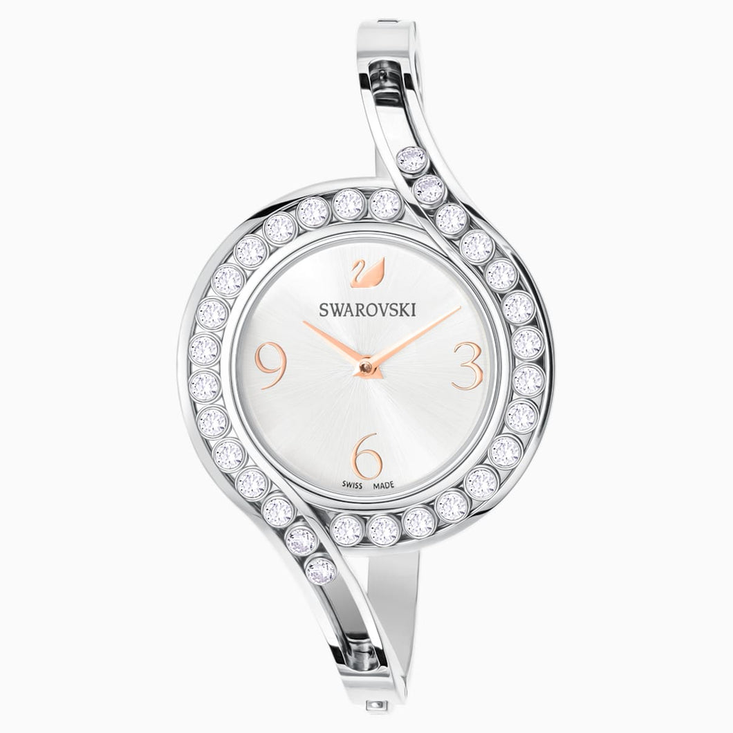 Lovely Crystals Bangle Watch, Metal bracelet, White, Stainless steel