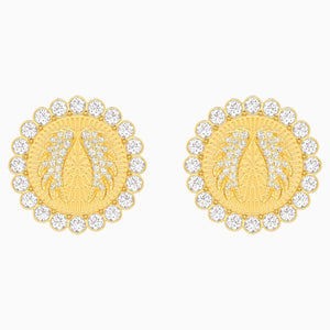 Lucky Goddess Clip Earrings, White, Gold-tone plated