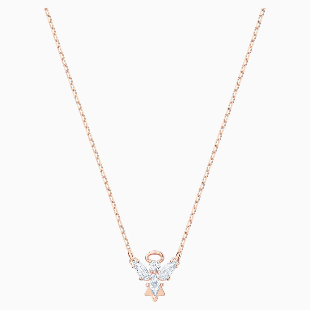 Magic Angel Necklace, White, Rose-gold tone plated