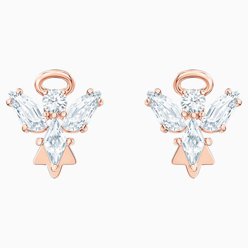 Magic Angel Stud Pierced Earrings, White, Rose-gold tone plated