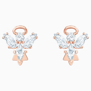 Magic Angel Stud Pierced Earrings, White, Rose-gold tone plated