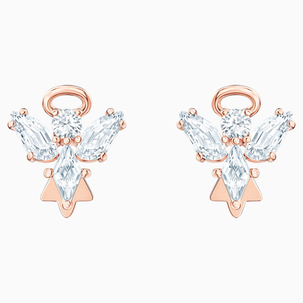 Magic Angel Stud Pierced Earrings, White, Rose-gold tone plated