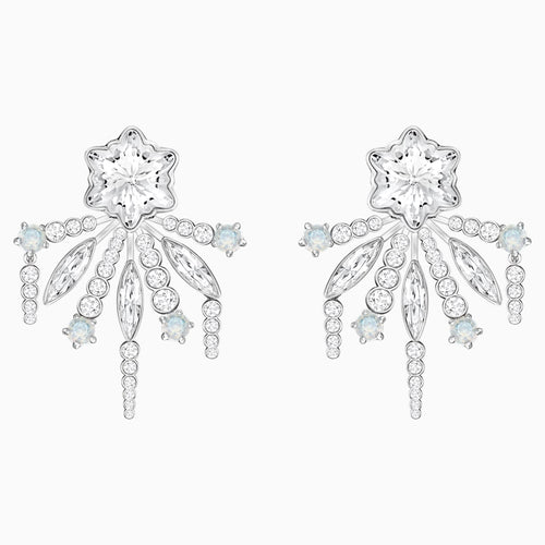 Merry Pierced Earring Jackets, White, Rhodium plated