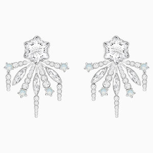 Merry Pierced Earring Jackets, White, Rhodium plated