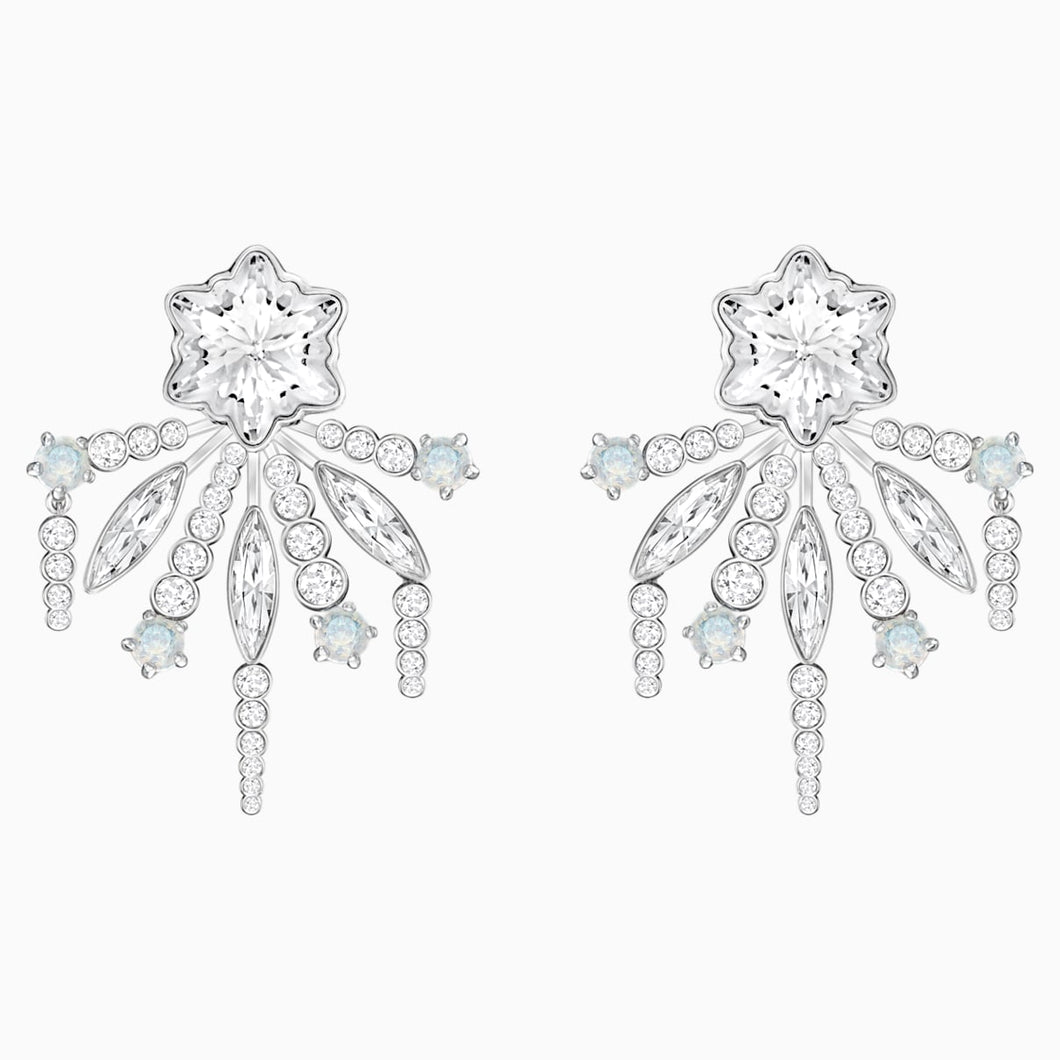 Merry Pierced Earring Jackets, White, Rhodium plated